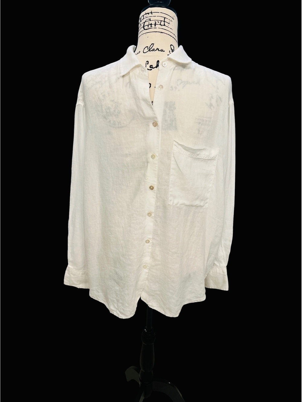 AYR The Deeper End 100% Linen Button Down Tunic Shirt White Medium M